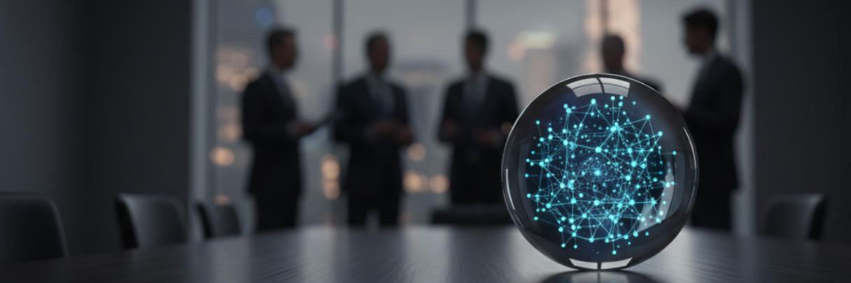 Enterprise AI assistants visualized in a corporate digital environment