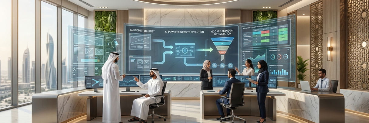GCC business team reviewing Website as a Service growth dashboards