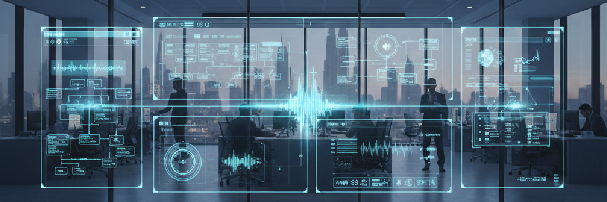 AI text-to-speech in Dubai corporate office environment.